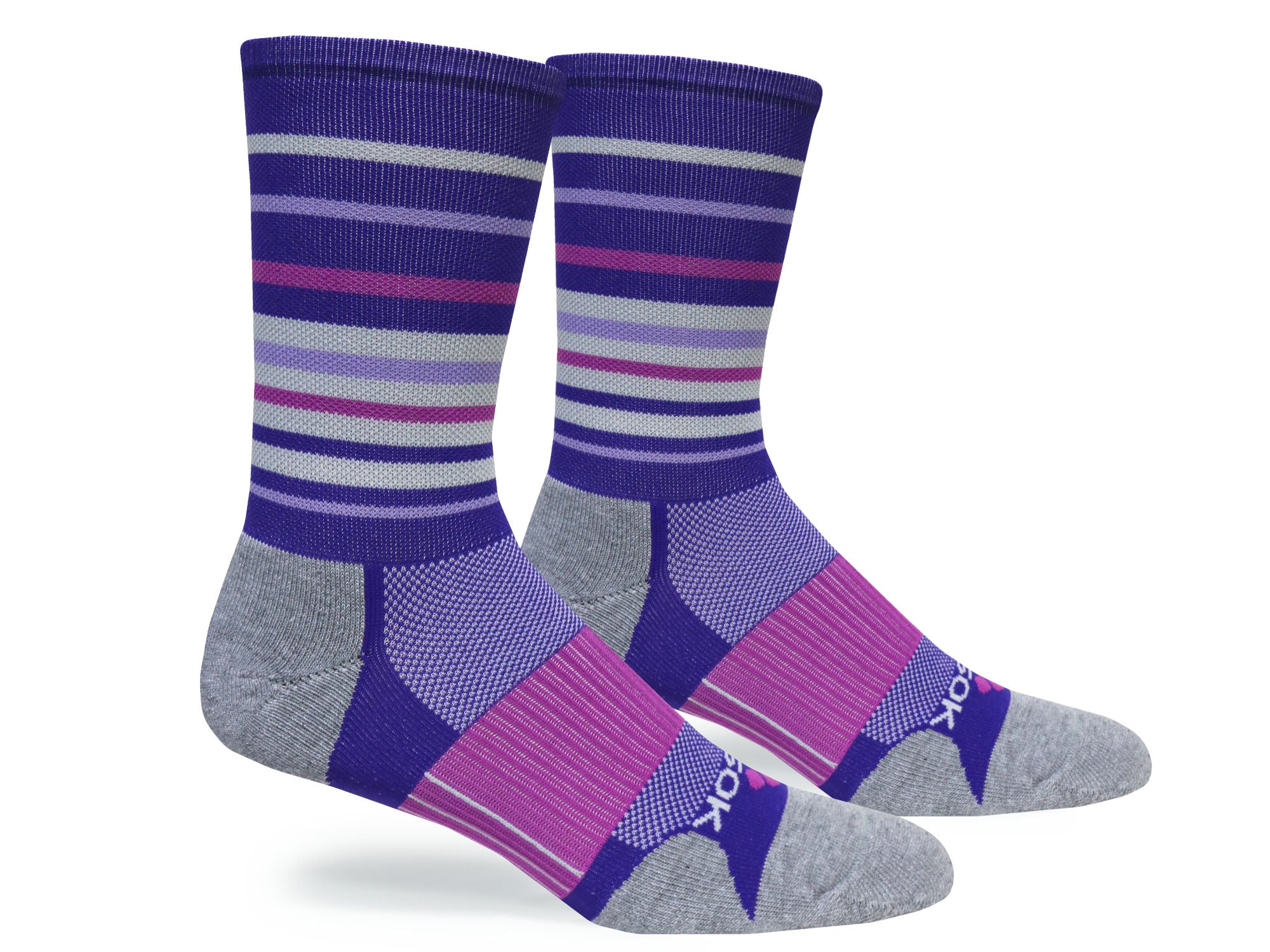 Purple & Berry Hyper Stripe Crew (1 pair pack)