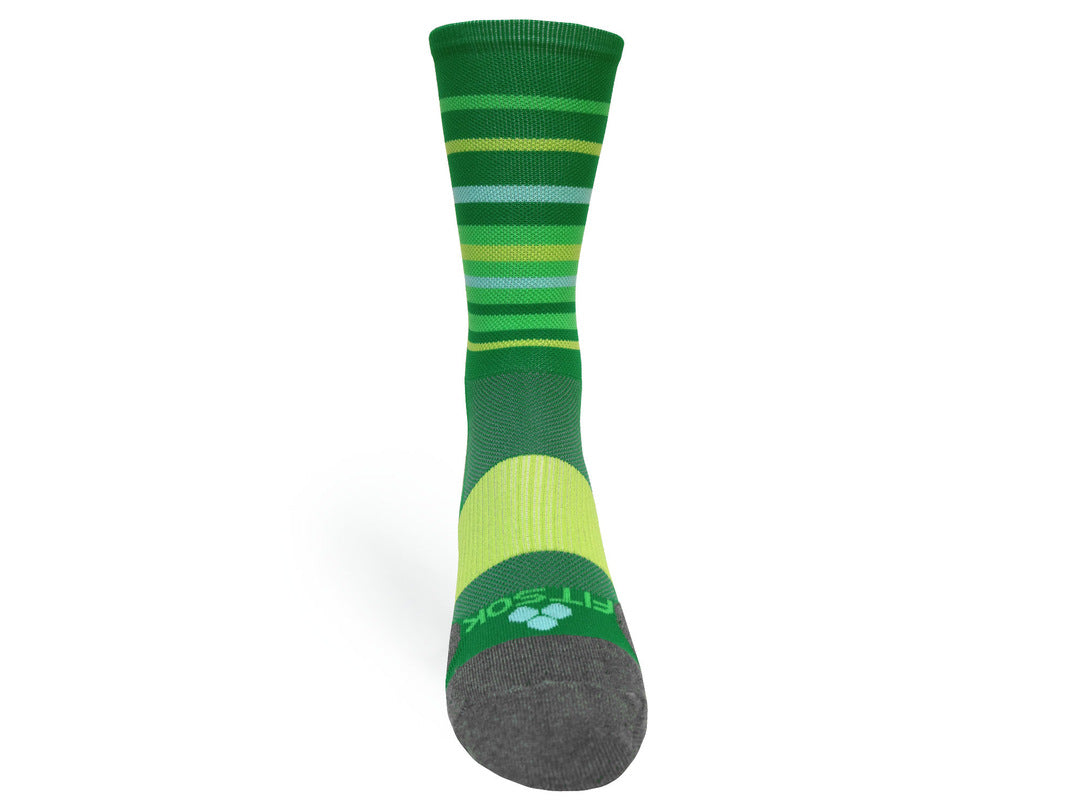 Green & Yellow Hyper Stripe Crew Running Socks