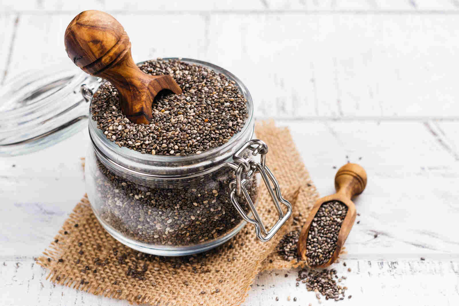 chia seeds in a glass jar