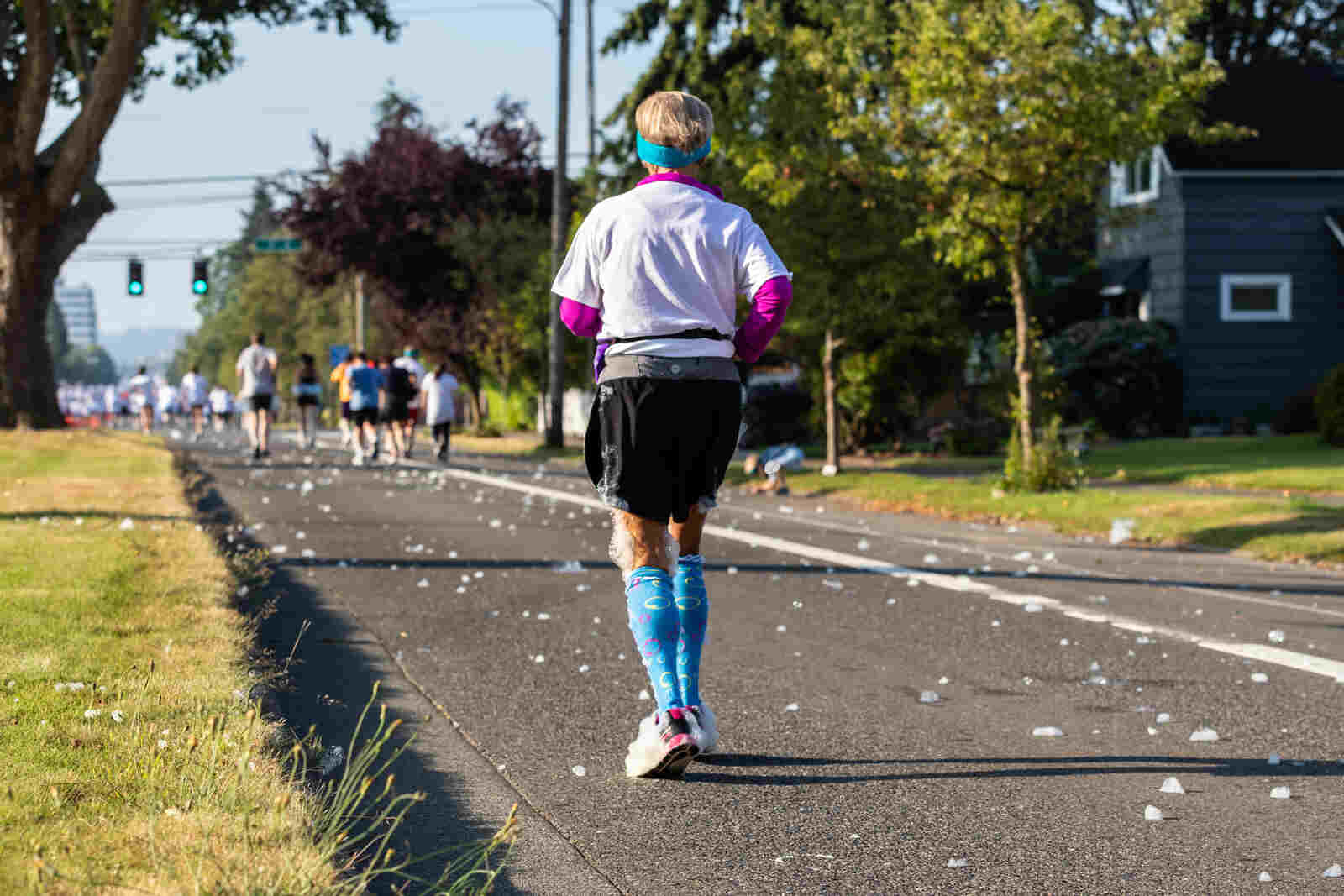 Woman running in Bubble Run Event