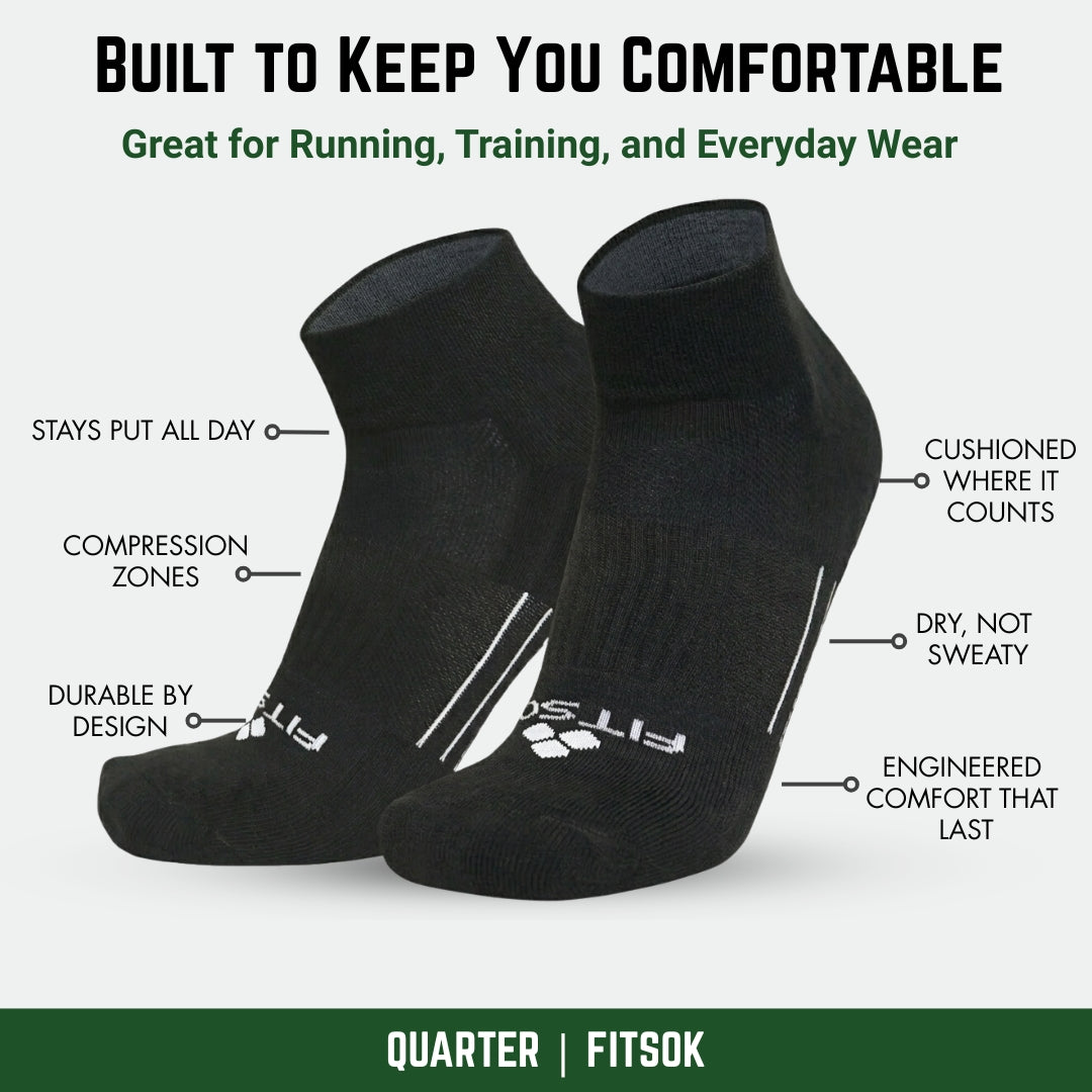 CF2 Crew Black Running Socks | Fitsok