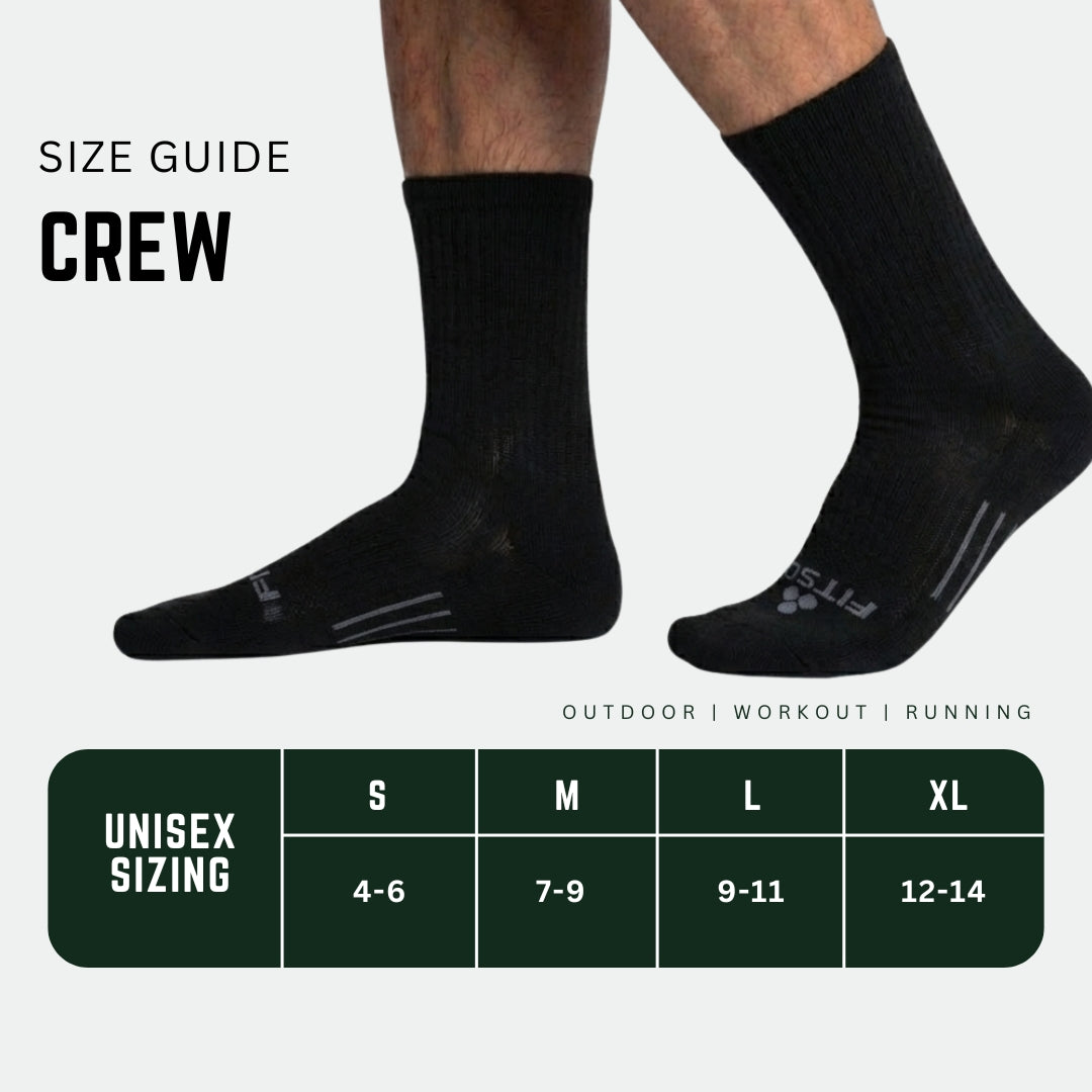 CF2 Crew Black Running Socks | Fitsok