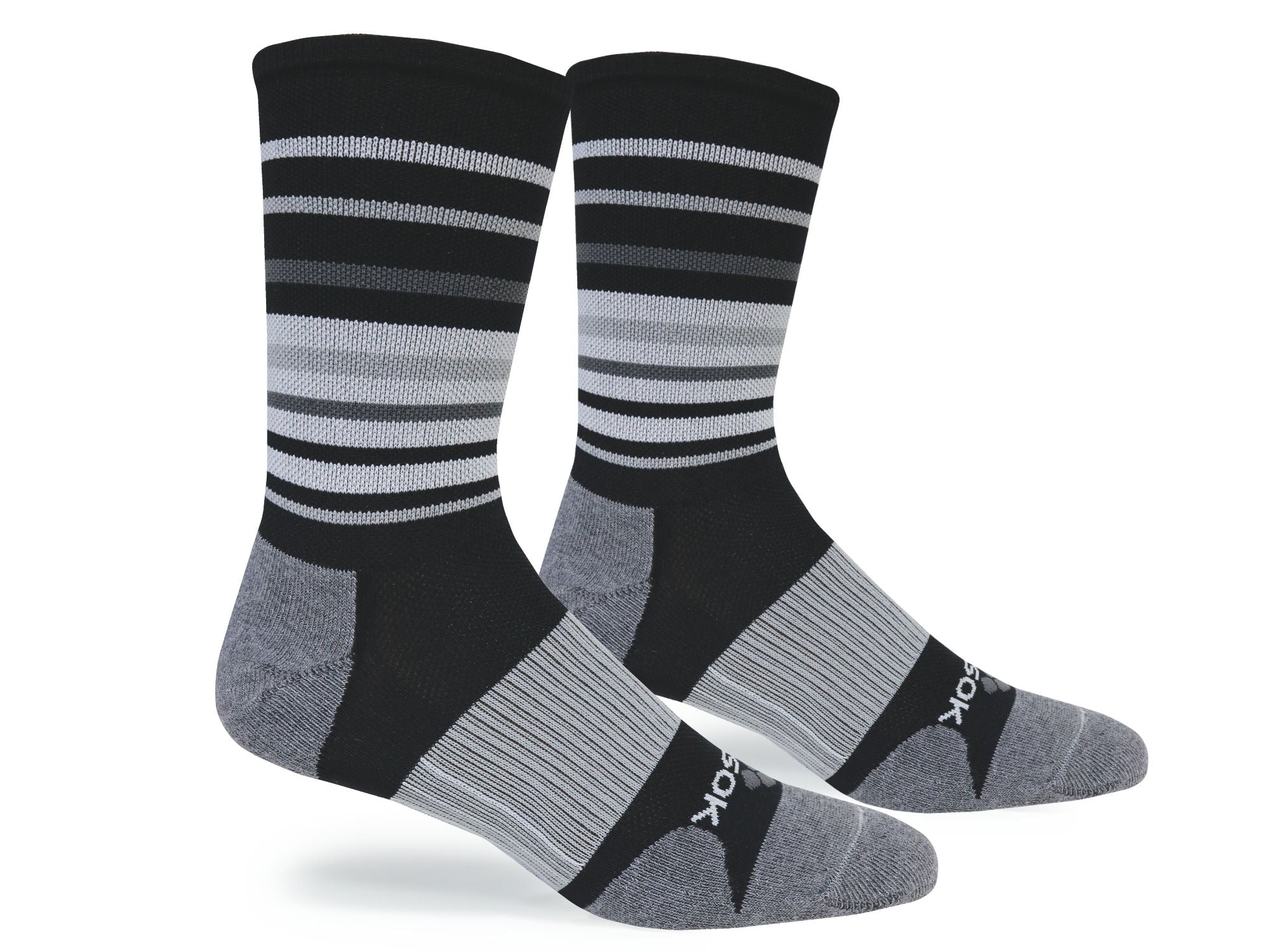 Black & Grey Hyper Stripe Crew (3 pair pack)