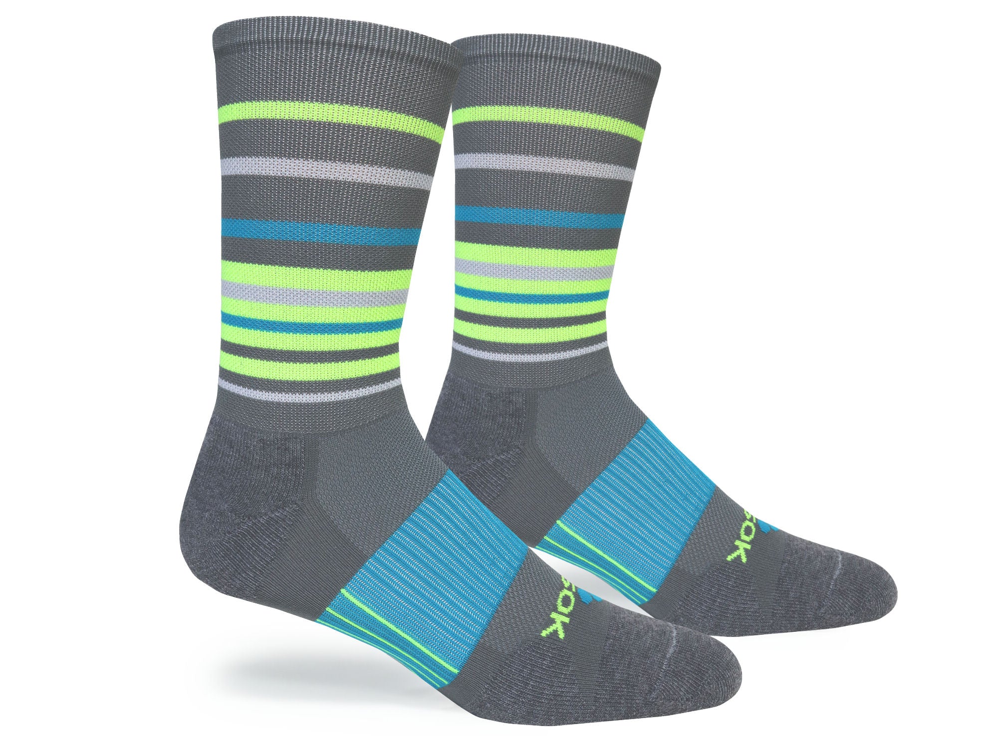 Grey & Blue Hyper Stripe Crew (3 pair pack)